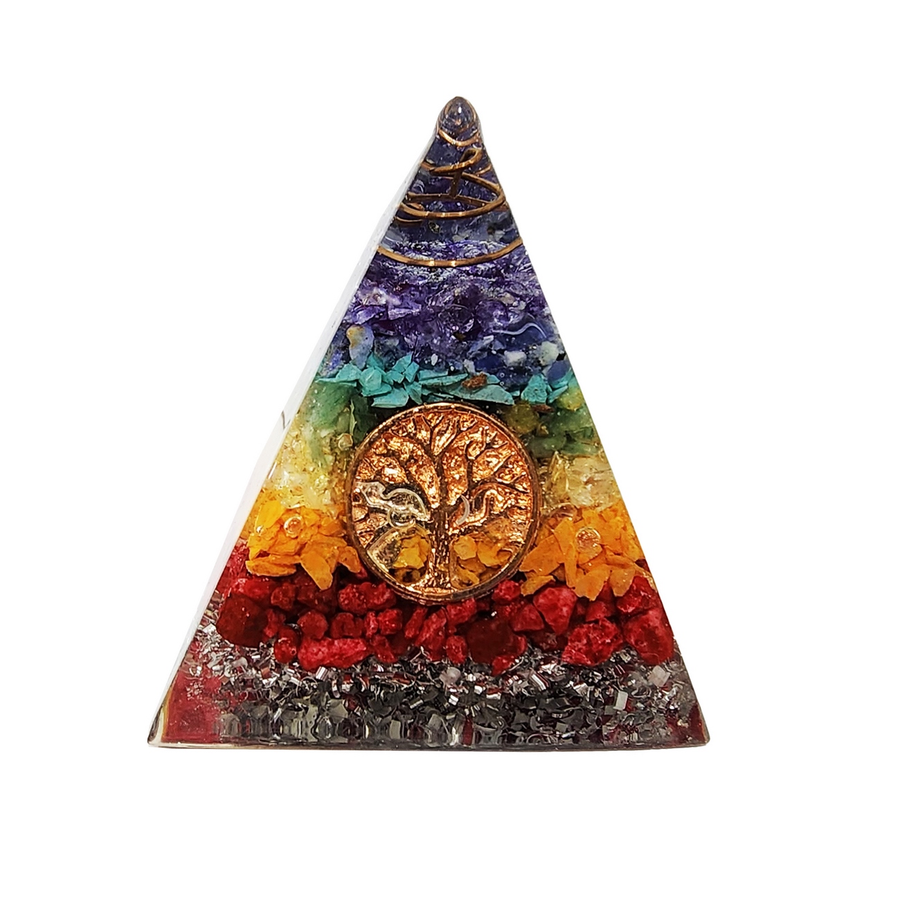 Pirámide 7 Chakras Piedra Natural Orgonita Árbol De La Vida